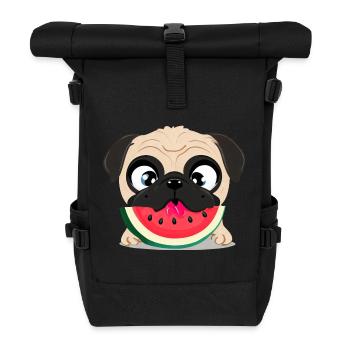 Carlin à la pastèque, Fruity Dog Design - Sac à dos roll top - noir - Devant