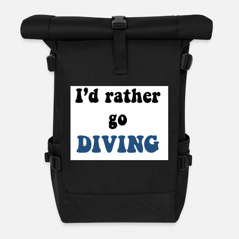 Diving Diver sticker - Roll Top Backpack - black