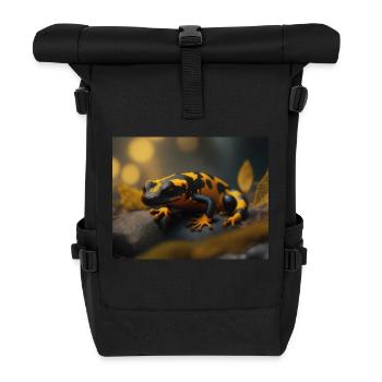 Niedliche Tiere, die Winterschlaf halten – Feuersalamander - Rolltop Rucksack - Schwarz - Vorne