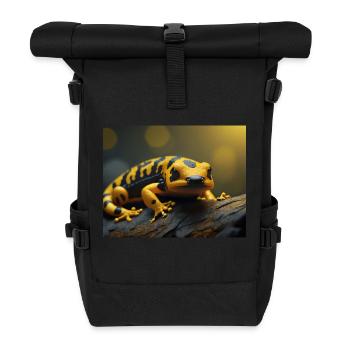 Niedliche Tiere, die Winterschlaf halten – Feuersalamander - Rolltop Rucksack - Schwarz - Vorne