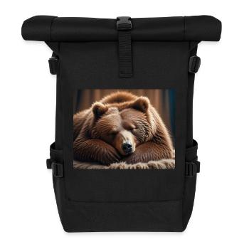 Animaux mignons en hibernation – ours brun - Sac à dos roll top - noir - Devant