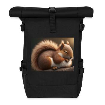 Animaux mignons en hibernation – écureuil - Sac à dos roll top - noir - Devant