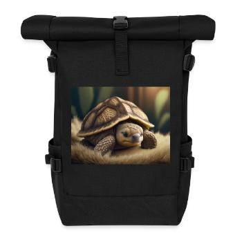 Animaux mignons en hibernation – tortue - Sac à dos roll top - noir - Devant
