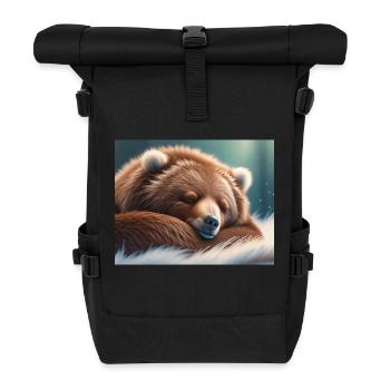 Animaux mignons en hibernation – ours brun - Sac à dos roll top - noir - Devant