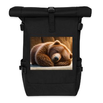 Animaux mignons en hibernation – ours brun - Sac à dos roll top - noir - Devant