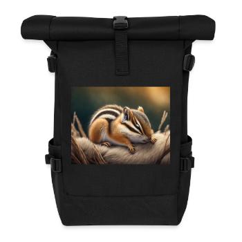 Niedliche Tiere im Winterschlaf – Streifenhörnchen - Rolltop Rucksack - Schwarz - Vorne