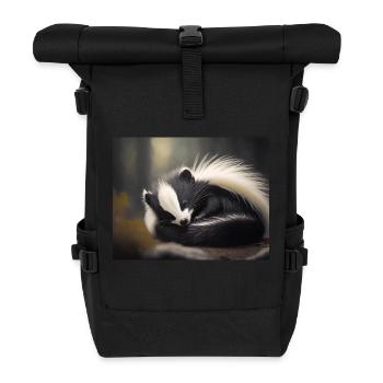 Animaux mignons en hibernation – raton laveur - Sac à dos roll top - noir - Devant