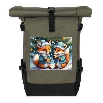 Mignon petit renard démon vie quotidienne - biscuits - Sac à dos roll top - olive/noir - Devant