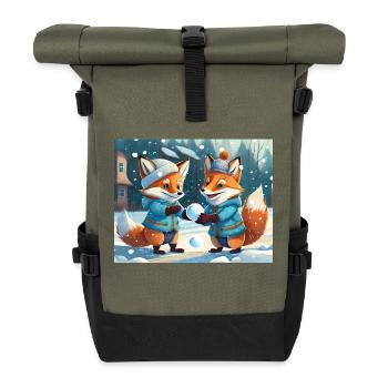 mignon petit renard démon vie quotidienne - jouer - Sac à dos roll top - olive/noir - Devant