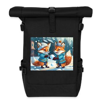 cute little fiend fox everyday life – playing - Roll Top Backpack - black - Front