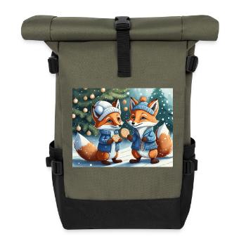 Mignon petit renard démon vie quotidienne - biscuits - Sac à dos roll top - olive/noir - Devant