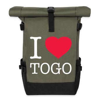 I LOVE TOGO - Roll Top Backpack - olive/black - Front