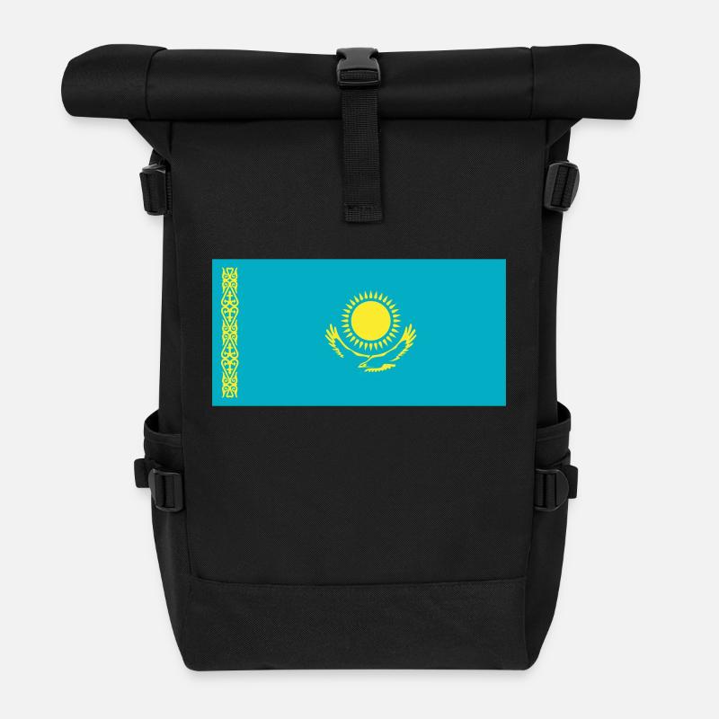Kazakhstan Flag / Drapeau Kazakhstan - Roll Top Backpack - black