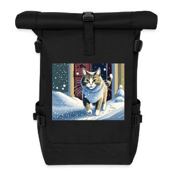 ABC, snow around the kitty ABC, die Katze lief im - Rolltop Rucksack - Schwarz - Vorne