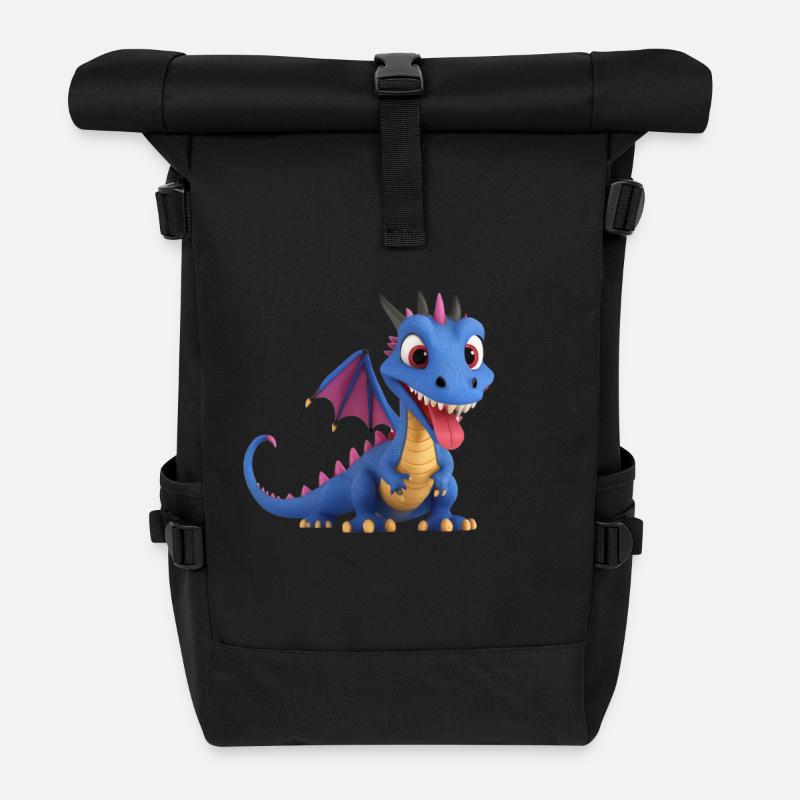 Ein niedliches Drachen Monster mit langer Zunge - Rolltop Rucksack - Schwarz