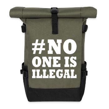 No one is illegal - Roll Top Backpack - olive/black - Front