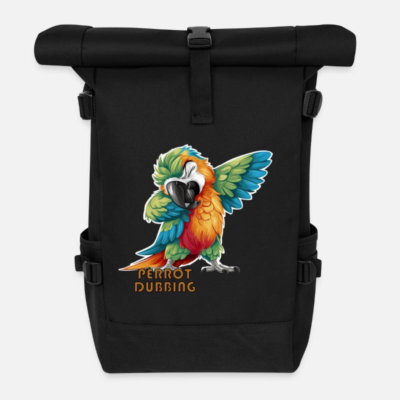 Perrot dubbing Éclats Plumés Le Perroquet tropical - Sac à dos roll top - noir