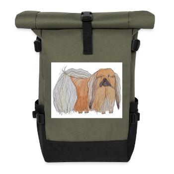 Autocollant pékinois - Sac à dos roll top - olive/noir - Devant