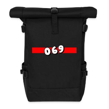 069 - Frankfurt Vorwahl - Telefon - telefonieren - Rolltop Rucksack - Schwarz - Vorne