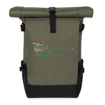Kaffee, Programmierung, Lustig, Coffee - Rolltop Rucksack - Olive/Schwarz - Vorne