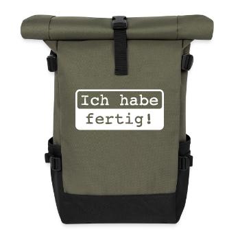 Ich habe fertig! - Rolltop Rucksack - Olive/Schwarz - Vorne