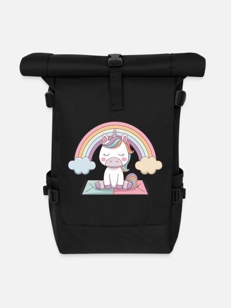 Yoga Unicorn - Roll Top Backpack - black