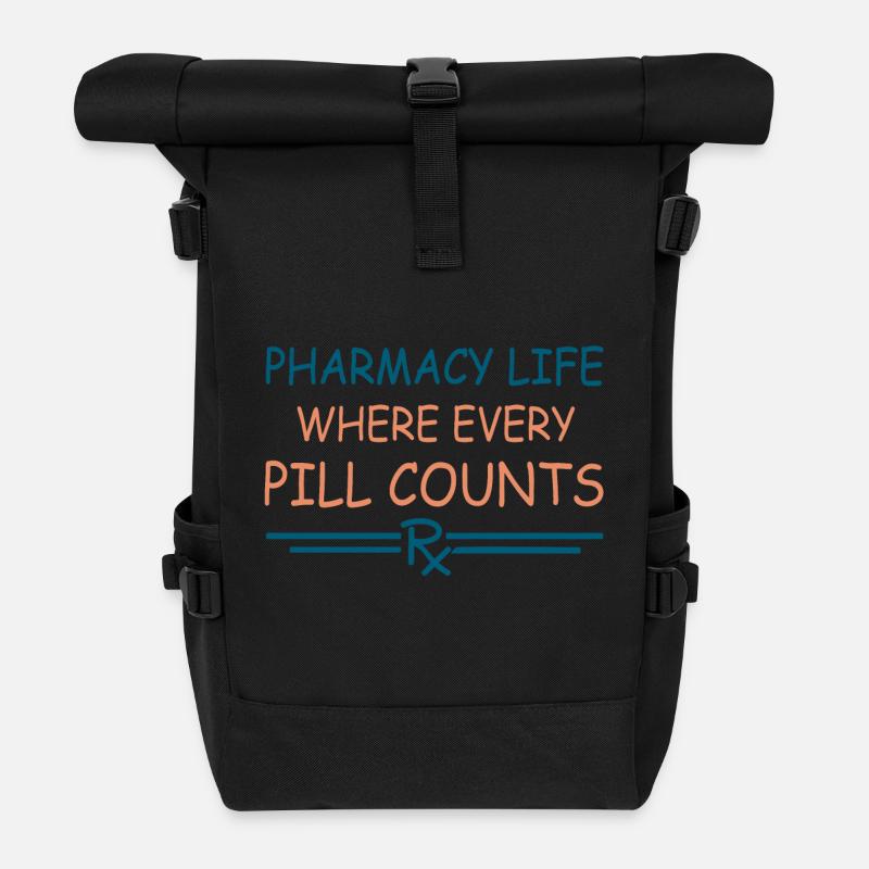 Apotheke | Pharma Life - Rolltop Rucksack - Schwarz