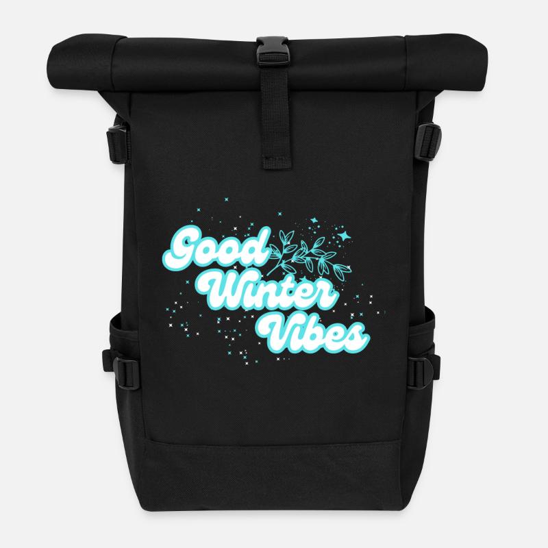 Winter Vibes - Rolltop Rucksack - Schwarz