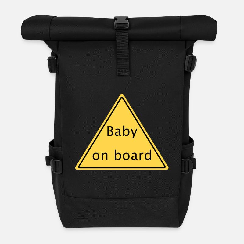 Baby on board - Rolltop Rucksack - Schwarz
