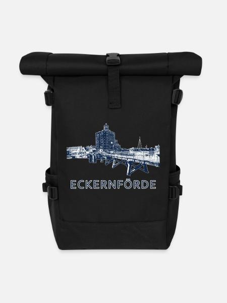 Hafen in Eckernförde - Rolltop Rucksack - Schwarz