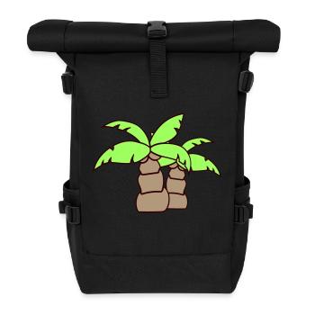 2 Palmen Insel Baum Strand Urlaub Kokosnuss Meer - Rolltop Rucksack - Schwarz - Vorne