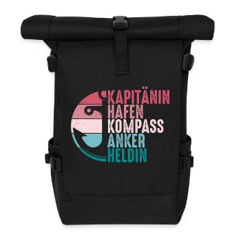 Kapitänin Hafen Kompass Anker Retro Seglerin - Rolltop Rucksack - Schwarz - Vorne