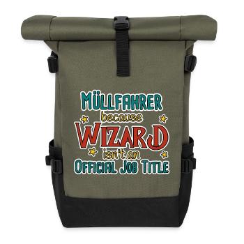 Assistant de ramassage - Sac à dos roll top - olive/noir - Devant