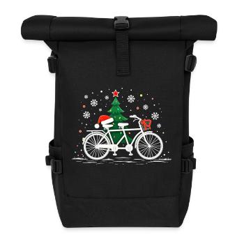 Fahrrad Weihnachtsbeleuchtung Vintage - Rolltop Rucksack - Schwarz - Vorne