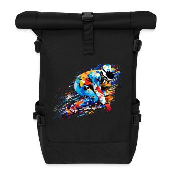 Snowboard Sport Spiel Champion Wettbewerb Zusammenfassung - Rolltop Rucksack - Schwarz - Vorne