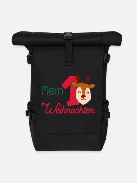 Mein erstes Weihnachten Baby 1. Xmas - Rolltop Rucksack - Schwarz