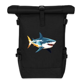 Shark Vector Art with Vibrant Colour Illustration - Roll Top Backpack - black - Front