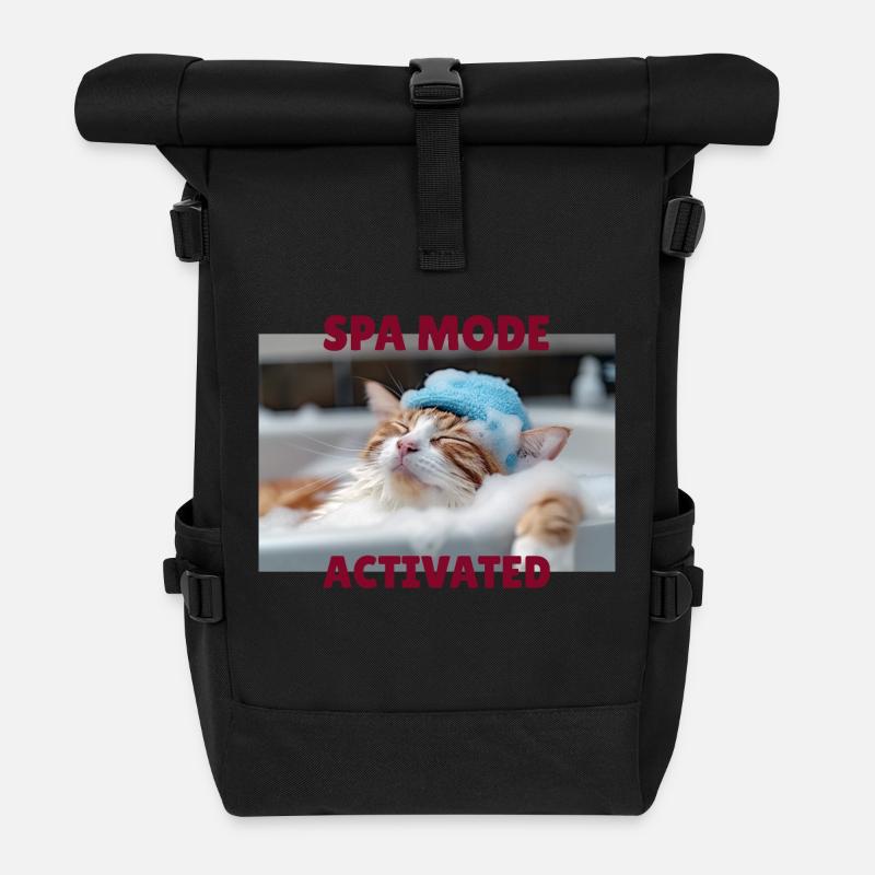 Spa-Modus Katze - Rolltop Rucksack - Schwarz