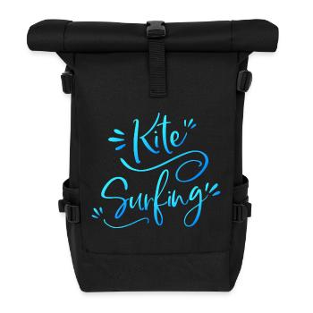 Kitesurfing Kitesurferin blau Geschenk - Rolltop Rucksack - Schwarz - Vorne