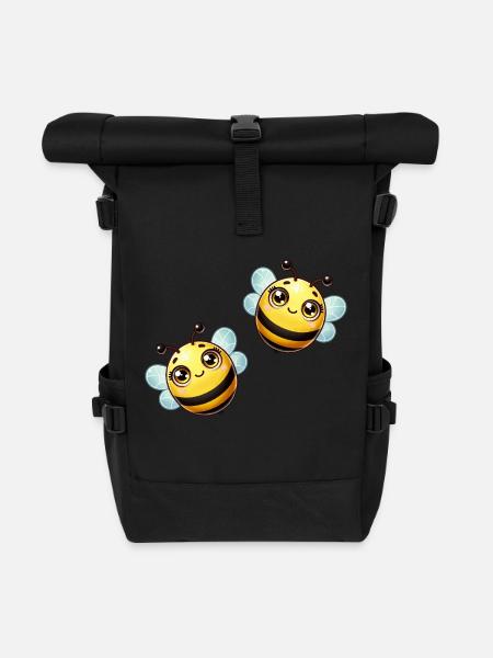 Bande dessinée abeille - Sac à dos roll top - noir