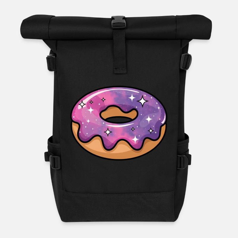 Kosmische Galaxie Donut - Rolltop Rucksack - Schwarz