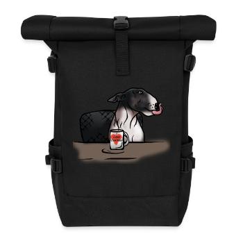 Bullterrier "I love Coffee" - Rolltop Rucksack - Schwarz - Vorne