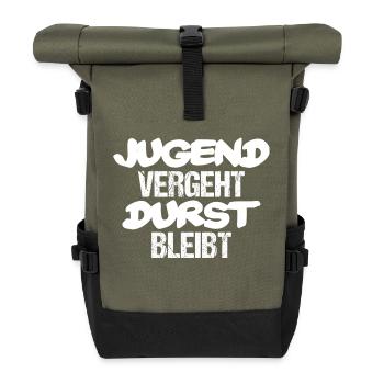 Jugend vergeht Durst bleibt - Rolltop Rucksack - Olive/Schwarz - Vorne