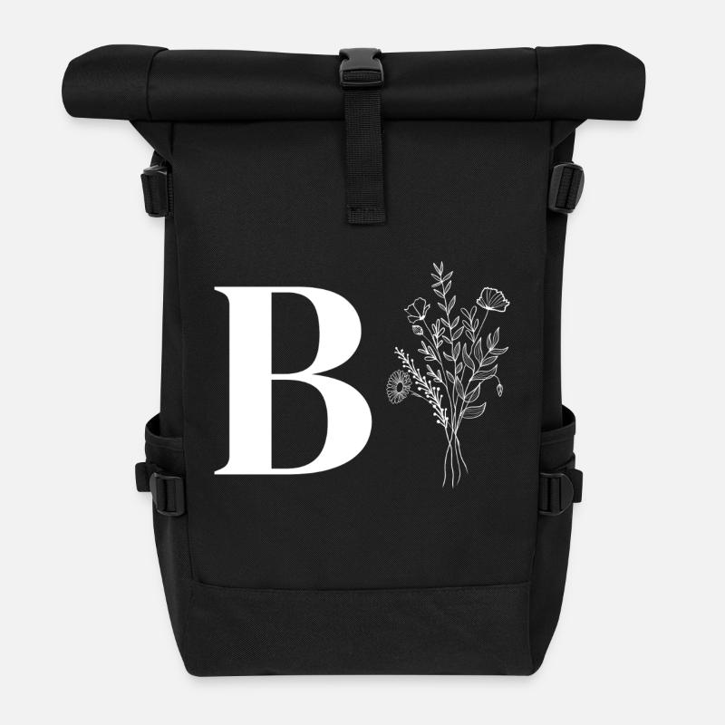 Minimalist flowers - Roll Top Backpack - black