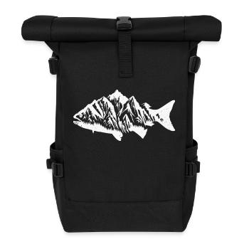 Berglandschaft im Fisch - Rolltop Rucksack - Schwarz - Vorne