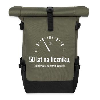 50. Geburtstag des Automobil- und Autofan-Zählers - Rolltop Rucksack - Olive/Schwarz - Vorne