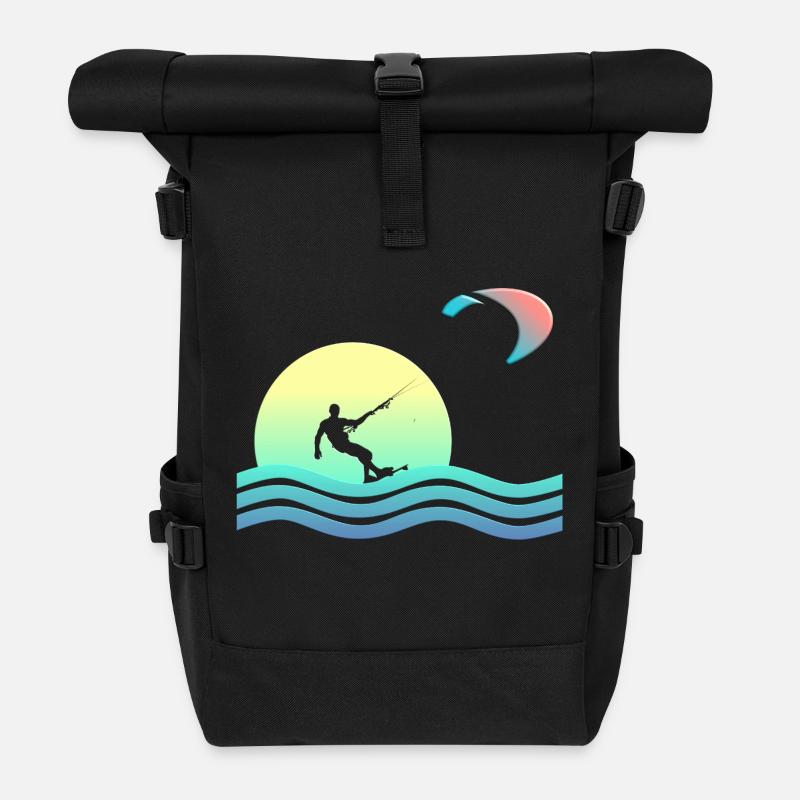 Windkind Kitesurfer - Rolltop Rucksack - Schwarz