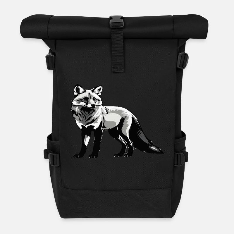 Fuchs - Cute Animal Design - Rolltop Rucksack - Schwarz