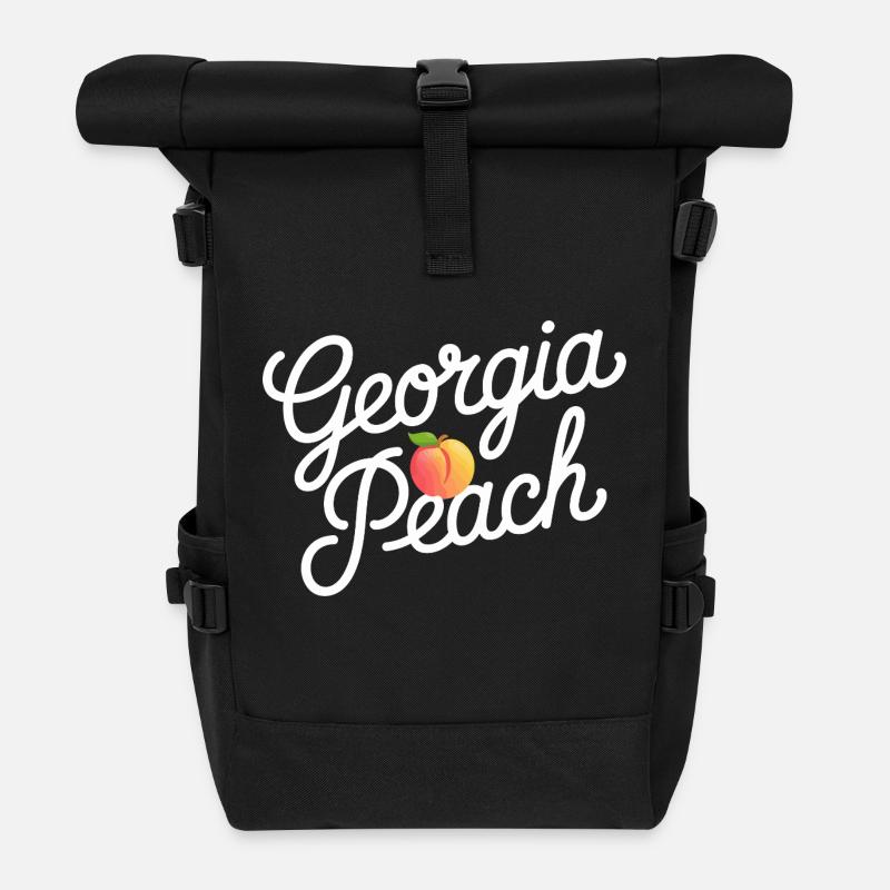 Georgia Peach Script - Roll Top Backpack - black