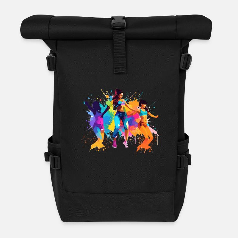 tänzerin,tanz,illustration,bunt,graffiti - Rolltop Rucksack - Schwarz